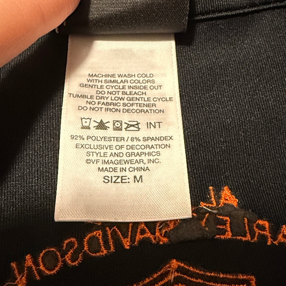 Harley-Davidson Black and Orange Quarter-Zip Shirt - Picture 2 of 5